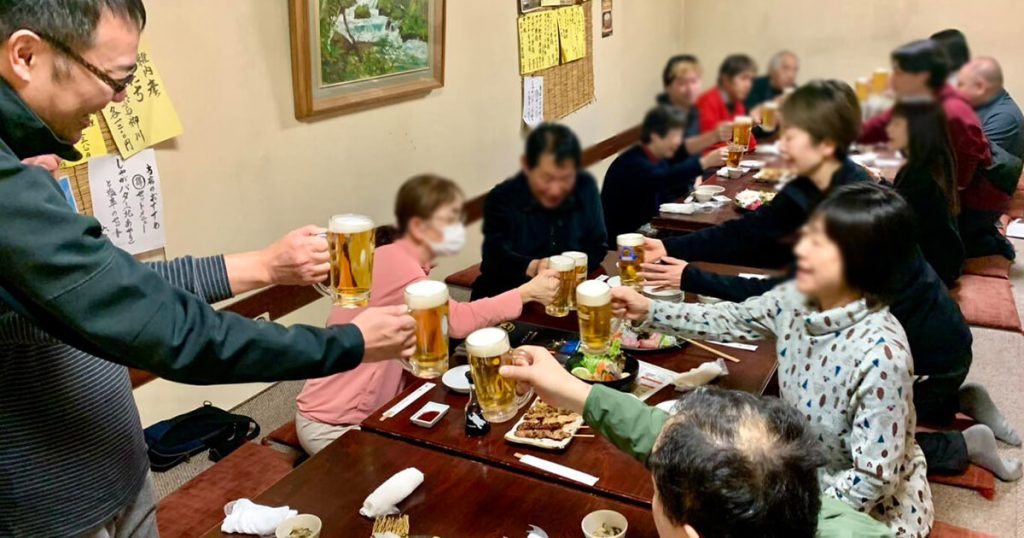 カムイスキー場での打上げの様子